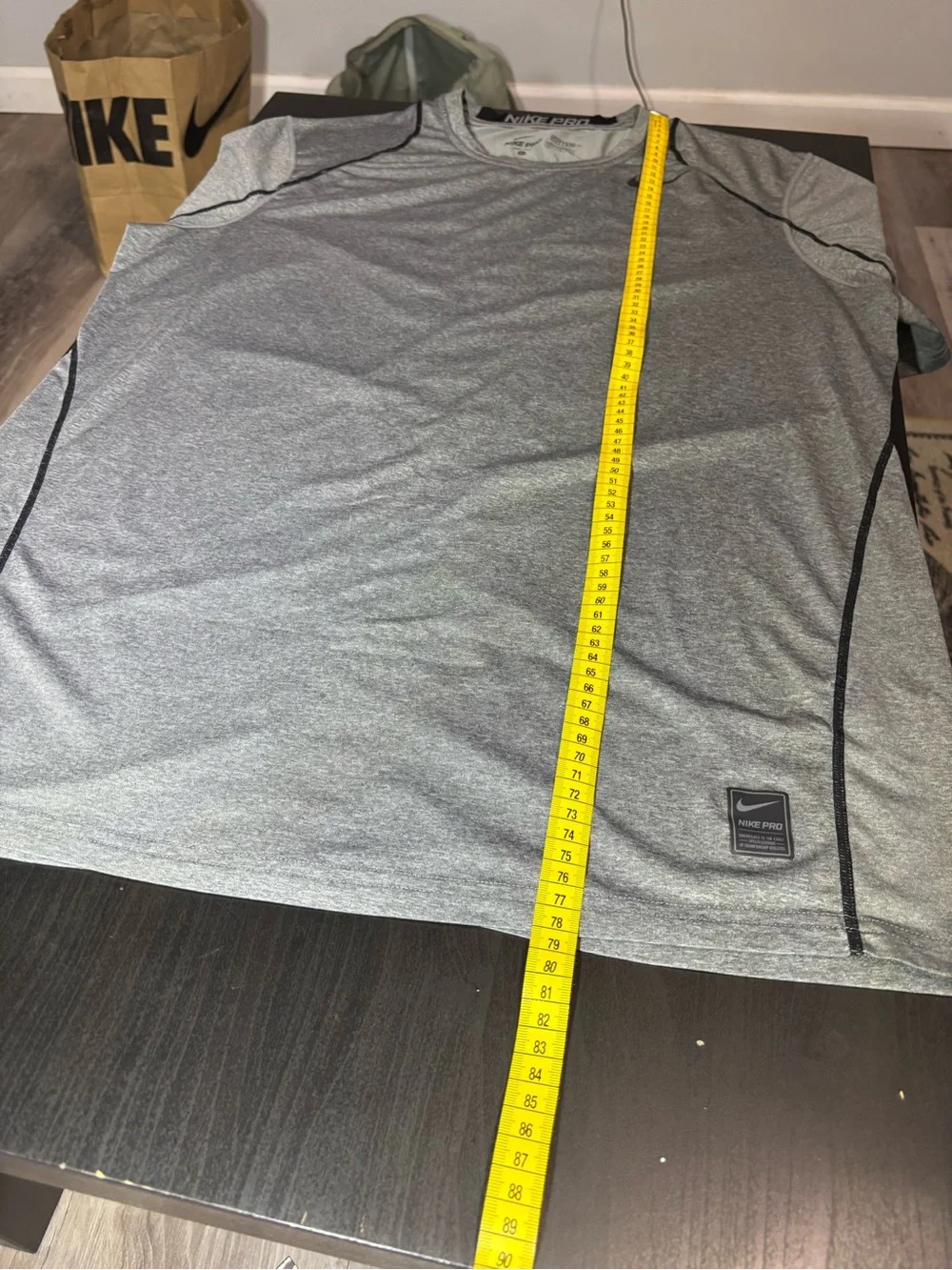 Nike Vintage Pro DriFit Mens Grey Fitted Performance Training Shirt Size XL